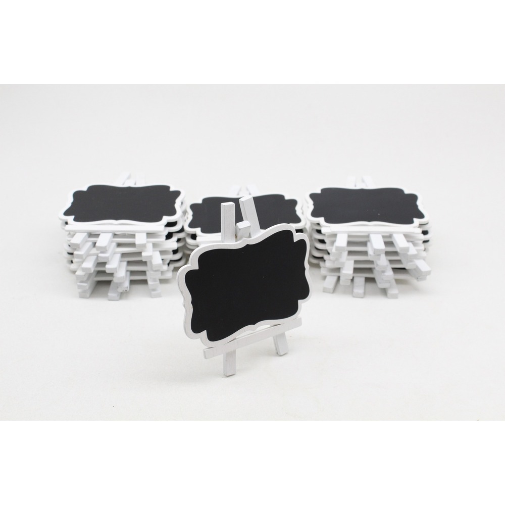 Mini Chalkboard Signs with White Wooden Easel Stands 18 Pack for Weddings Buffet
